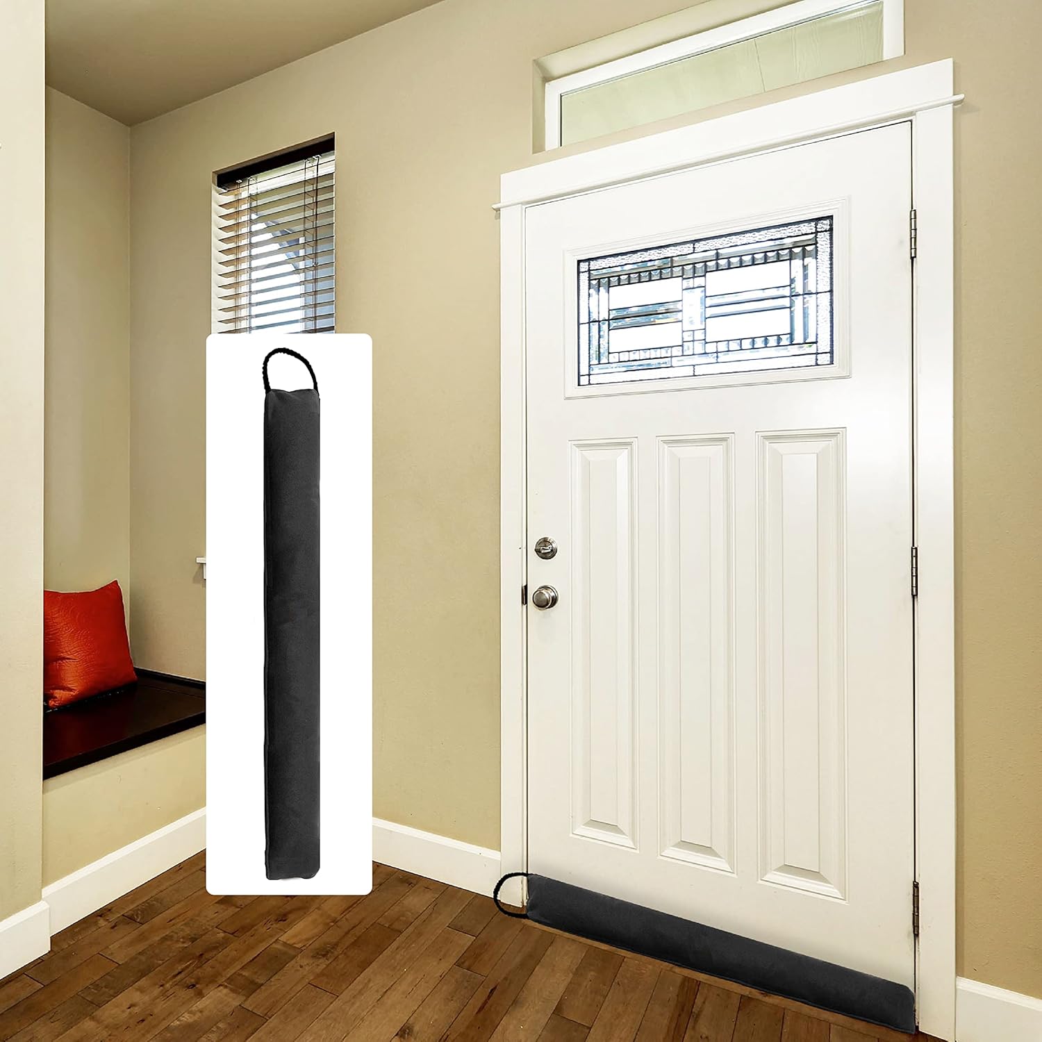 Draft Stoppers - Twin Draft Guard Solo Guard, Weighted Under-Door Draft Noise Air Blocker and Window Draft Stopper, 4.3 Inches x 17.3 Inches, Black