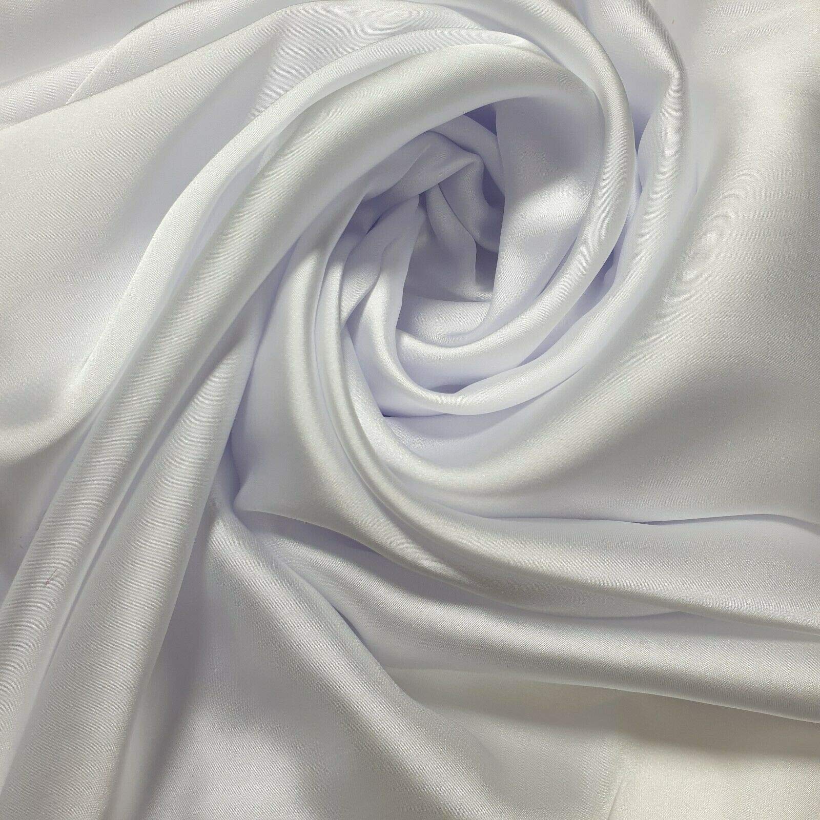 Lightweight Polyester Silk Charmeuse Silky Satin Finish, Dressmaking, Bridal, Prom, Décor - Craft Fabric Material 44" - 112 cm Wide Sold As 1 Meter Pre - Cut Lengths (White)