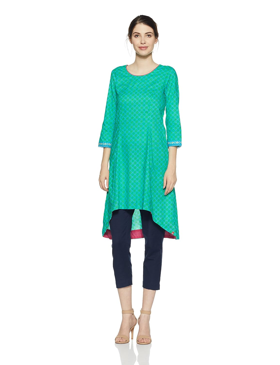 biba women's asymmetrical hemline kurta