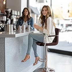 Yaheetech Bar Stools Set of 2, Adjustable PU
