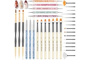 YOOVR 33PCS Nail Art Brushes Set, Nail Art Tools, Nail Design Tools with Gel Nail Brush, French Tip Tool Liner Brushes, Dotting Tools, Builder Gel Brush, Nail Tech Beginners Must Haves Stuff Supplies