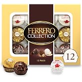 Ferrero Collection Assorted Chocolate Candy Gift Box, 12 Ct, 4.6 oz | Assorted chocolates in a candy box with dark chocolate, milk chocolate and coconut flavors for snacking