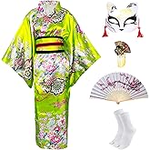 Kimonos for Women Japanese Dress Yukata Geisha Costume Fancy Robe Anime Cosplay Maid Outfit Mask Hand Fan Socks Set
