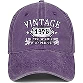 50th Birthday Gifts for Her Him Vintage 1975 Embroidered Black Baseball Cap Women Men
