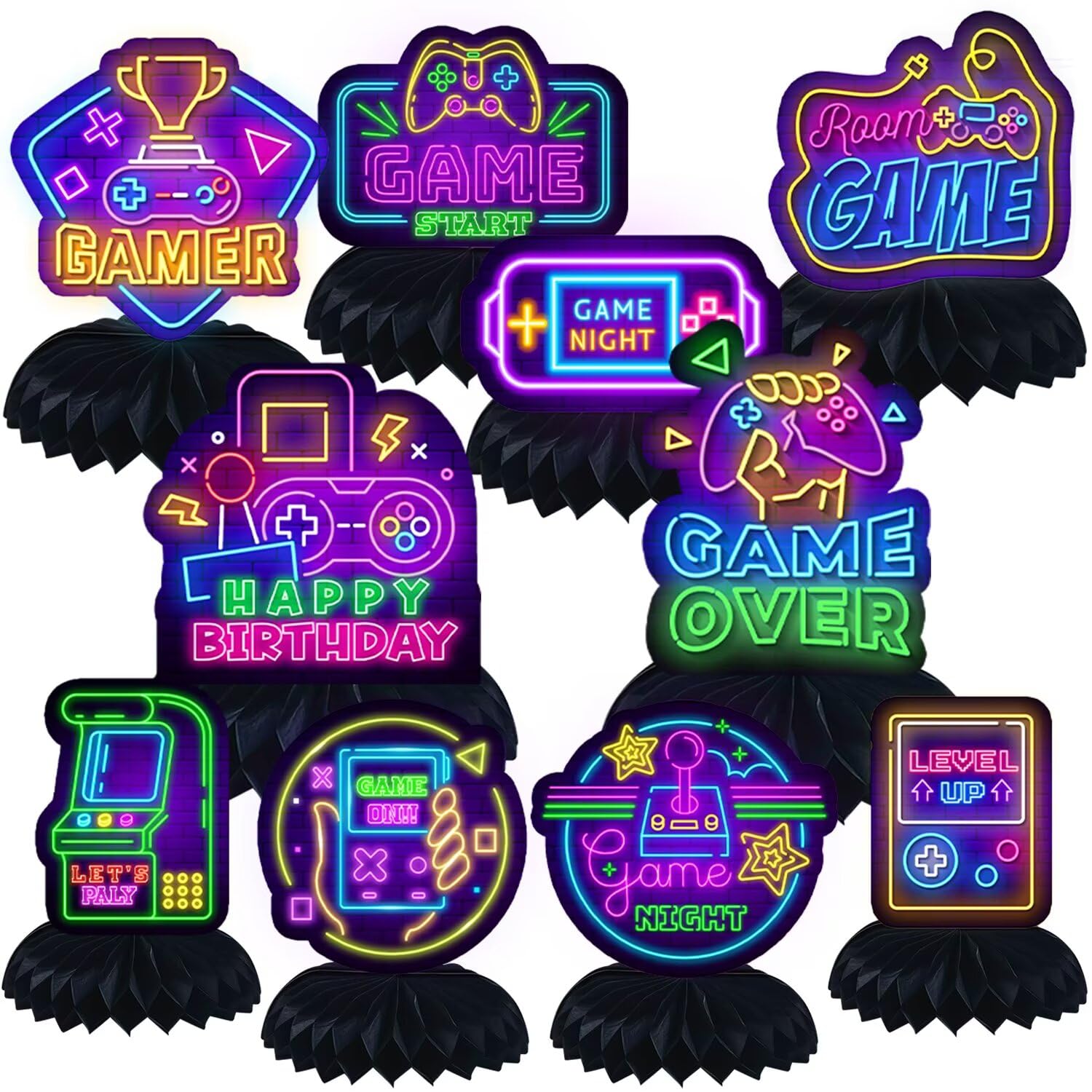Photo 1 of 10 Pcs Video Game Centerpieces Video Game Birthday Decorations Gamer Party Decorations