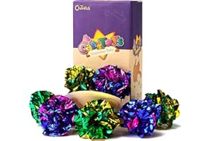 Chiwava 24PCS 2.4" Mylar Balls Shiny Crinkle Cat Toys Ball Kitten Crackle Lightweight Play Assorted Color