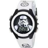 Accutime Star Wars Kids' Stormtrooper Digital Display LCD Quartz White Watch for Boys (Model: STM3488)