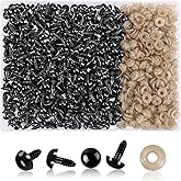 UPINS 600 Pieces 8MM Safety Eyes with Washers Black Plastic Safety Eyes for Amigurumi Doll Crochet Eyes for DIY Crafts Stuffe