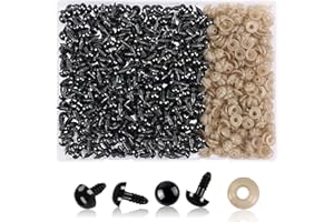 UPINS 600 Pieces 8MM Safety Eyes with Washers Black Plastic Safety Eyes for Amigurumi Doll Crochet Eyes for DIY Crafts Stuffe