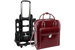 MCKLEINUSA McKlein 96496 La Grange 96496- Red Leather Vertical Detachable-Wheeled Ladies Briefcase