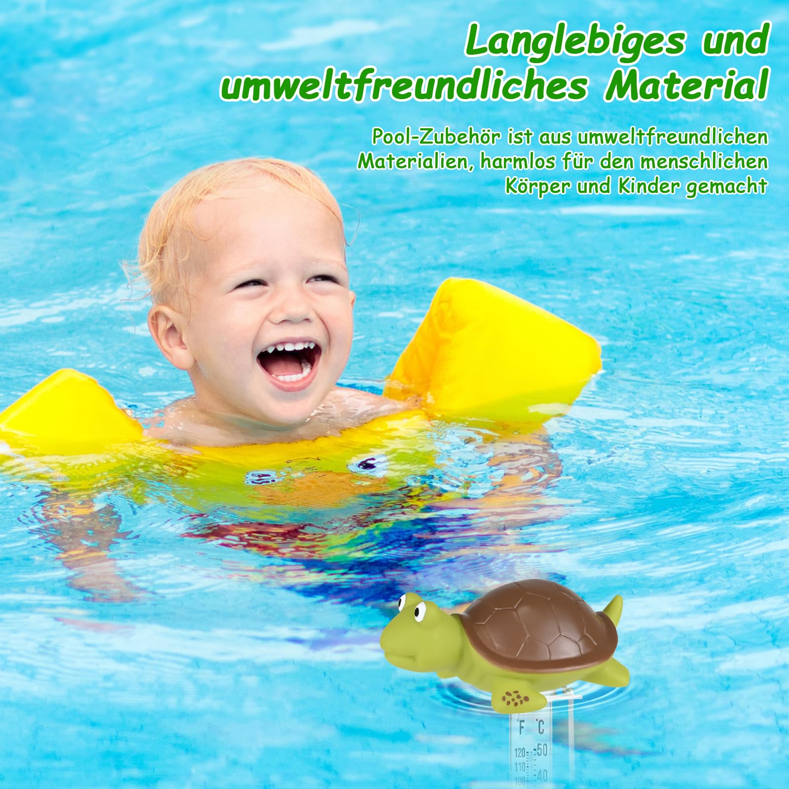 Schwimmendes Wasserthermometer, Schwimmbad Thermometer, Cartoon-Wassertemperatur Thermometer, Bruchsicheres Schwimmbadthermometer mit Seil, Geeignet für Whirlpools im Innen- und Außenbereich, Pools 4