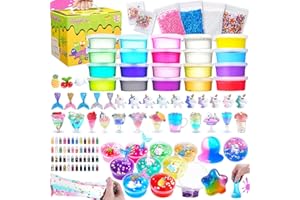 108Pcs Slime Kits, Theefun DIY Slime Kit Set for Girls Boys, Slime Making Kit Include 20 Crystal Slime, 4 Clay, 48 Glitter Po