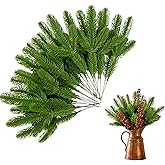 RAINFLOW 30PCS Artificial Pine Branches - Fake Green Plants Pine Needles DIY Pine Garland Small Christmas Tree Christmas Decorations Xmas Decorations Indoor Home Decor Centerpieces for Tables 10.8IN