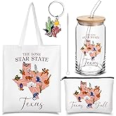 Chuangdi 4 Pcs Texas Souvenirs Gifts Set Canvas Bag Cosmetic Bag 16 oz Tumbler and Keychain Texas Souvenirs for Christmas Traveler Friend Lover Sister Gifts
