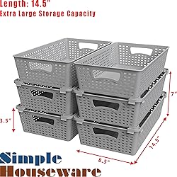 Simple Houseware Stackable Plastic Woven Basket