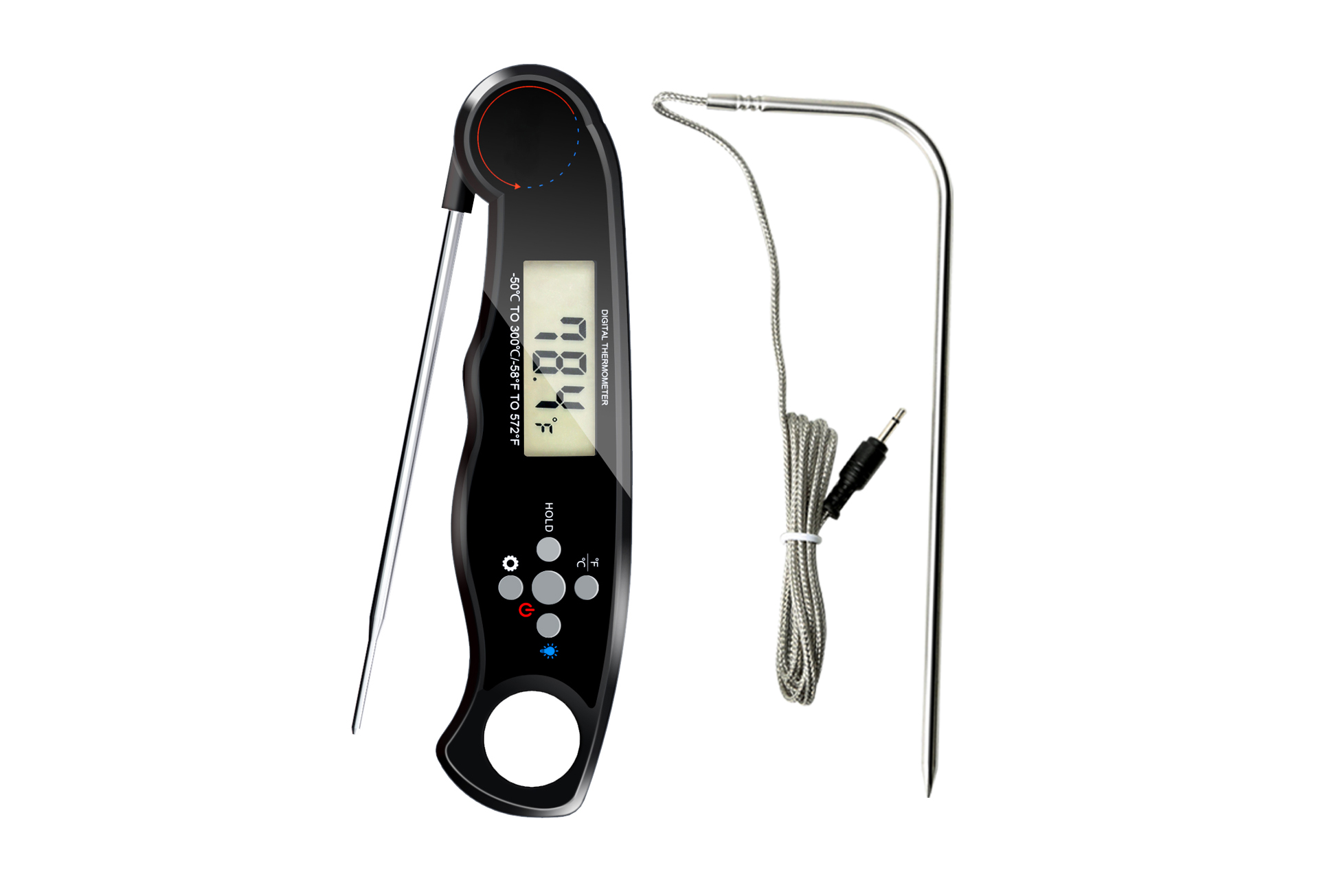 6 Thermometer+DotStone+Backlight+Temperature+Function