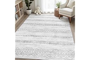 5x7 Washable Area Rugs - Modern Moroccan Rug Boho Carpet for Living Room Non-Slip Low Pile Soft Machine Washable Carpet for B