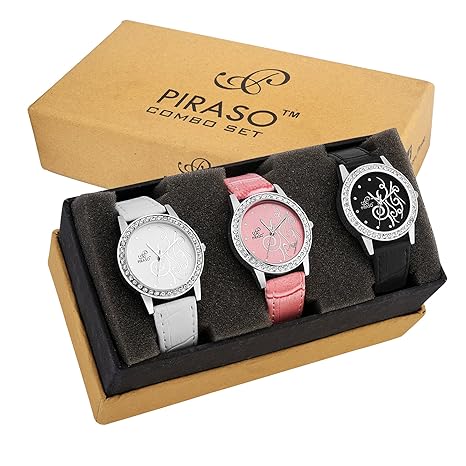 Piraso Analogue Black Dial Womens Watch -P3-12