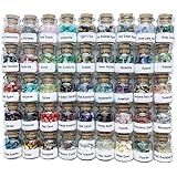 A Set of 45 Different Crystal Gemstones in Glass Bottles, Chakra Healing Crystals, Witchcraft Crystals, Metaphysic Tumbled Cr