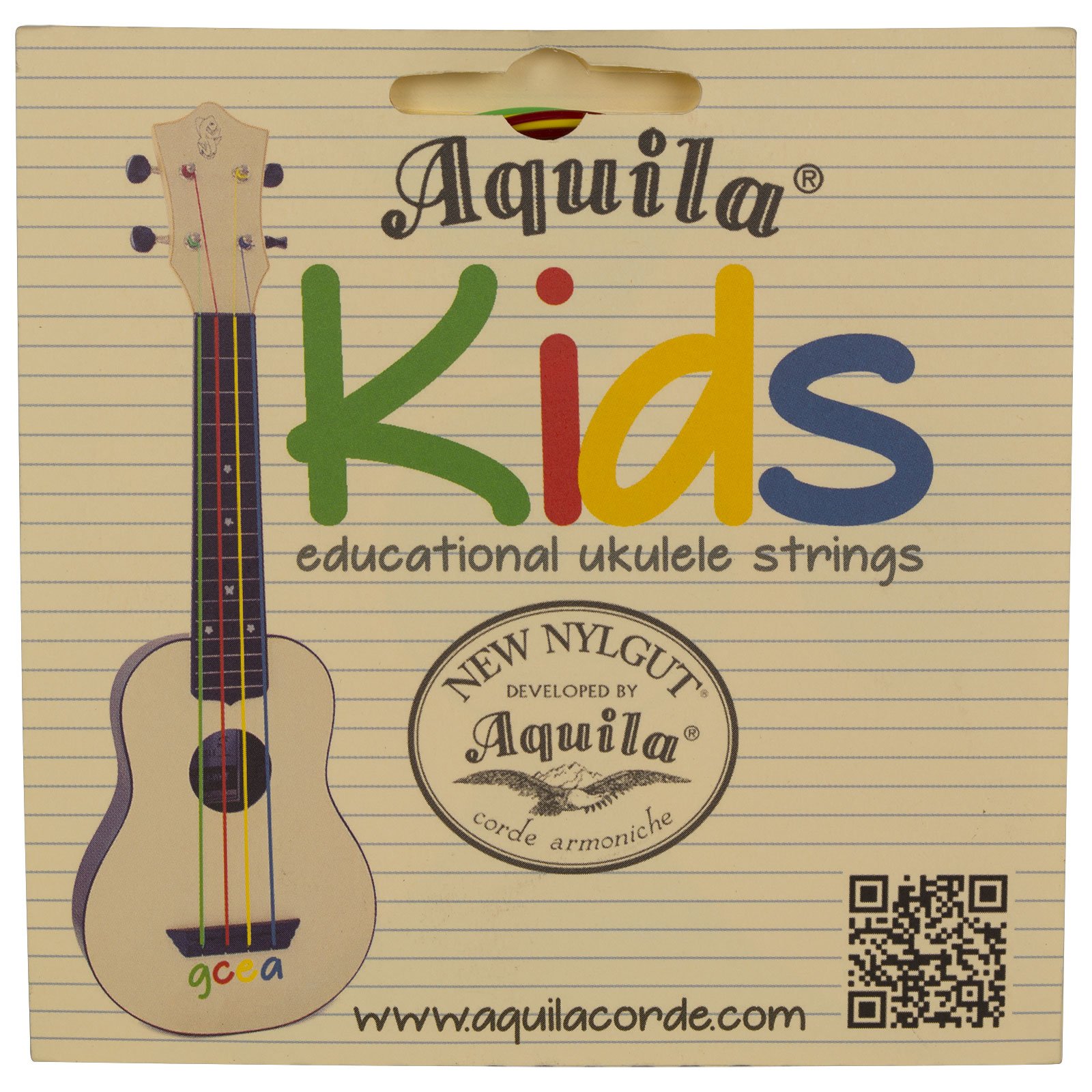 Aquila New Nylgut AQ-138 High G & GCEA Kids Soprano Ukulele Strings 4-Piece Set