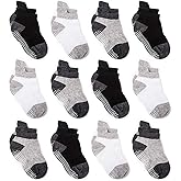 Zaples Baby Non Slip Grip Ankle Socks with Non Skid Soles for Infants Toddlers Kids Boys Girls