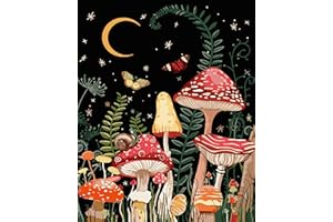 LWZAYS Paint by Number for Adults Beginner, DIY Painting by Numbers Kits for Adults Kids Paint Kits Canvas Gifts Arts Crafts for Home Decor Moon Mushroom Forest Butterfly 16x20 Inch