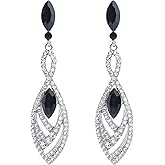 BriLove Women's Crystal Gorgeous Twisted Dual Chandelier Teardrop Fashion Pierced Dangle Earrings