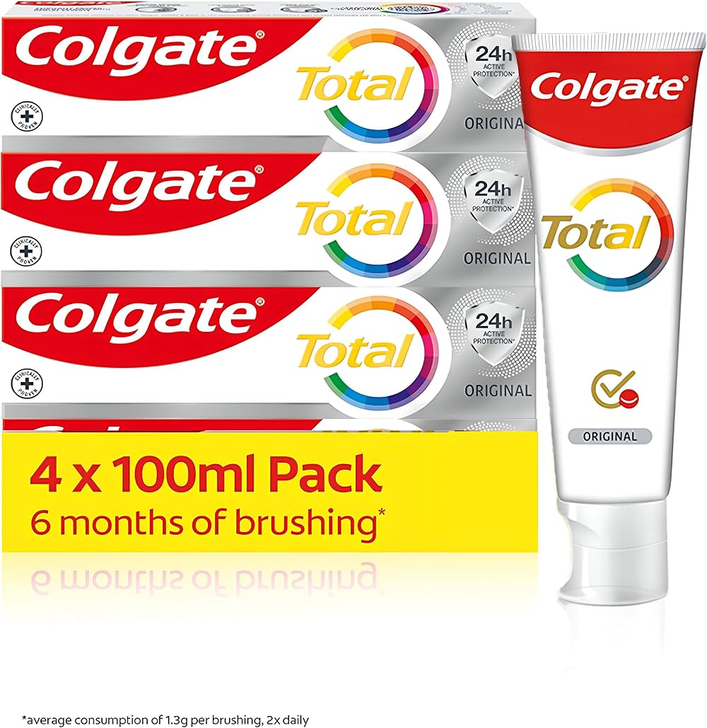 Colgate Total Original Toothpaste 4x100ml Dual Zinc 24h Protection