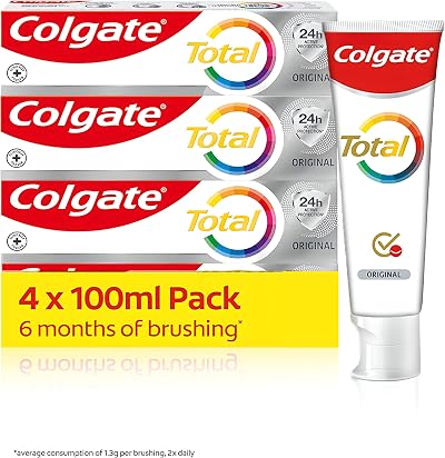 Colgate Total Original Toothpaste 4x100ml Dual Zinc 24h Protection