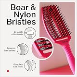 Olivia Garden Fingerbrush Care Iconic Medium Hot Pink Detangling Boar Nylon view 6