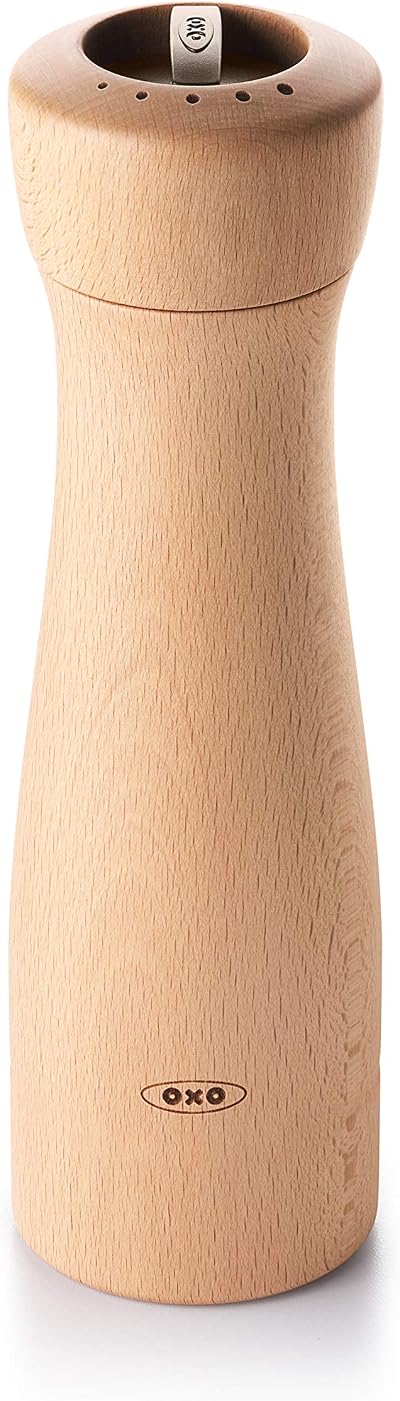 OXO Good Grips Wood Salt Mill - Light Beechwood Ceramic Grinder Adjustable