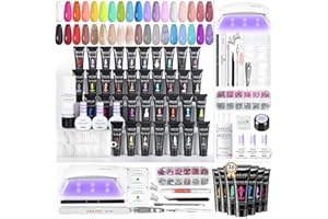 SAVILAND Poly Gel Nail Kit for Pretty Gift: 36 Colors Poly Gel Nail Starter Kit with Slip Solution and Mini U V Lamp Curing Light for Quick Extension Home DIY, Manicure Set Supplies Tools for Starter
