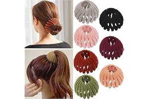TOBATOBA Bird Nest Magic Hair Clip, 7Pcs Lazy Bird's Nest Plate Hairpin, Expandable Ponytail Holder, Velvet Hair Clips, Hair Accessories for Women