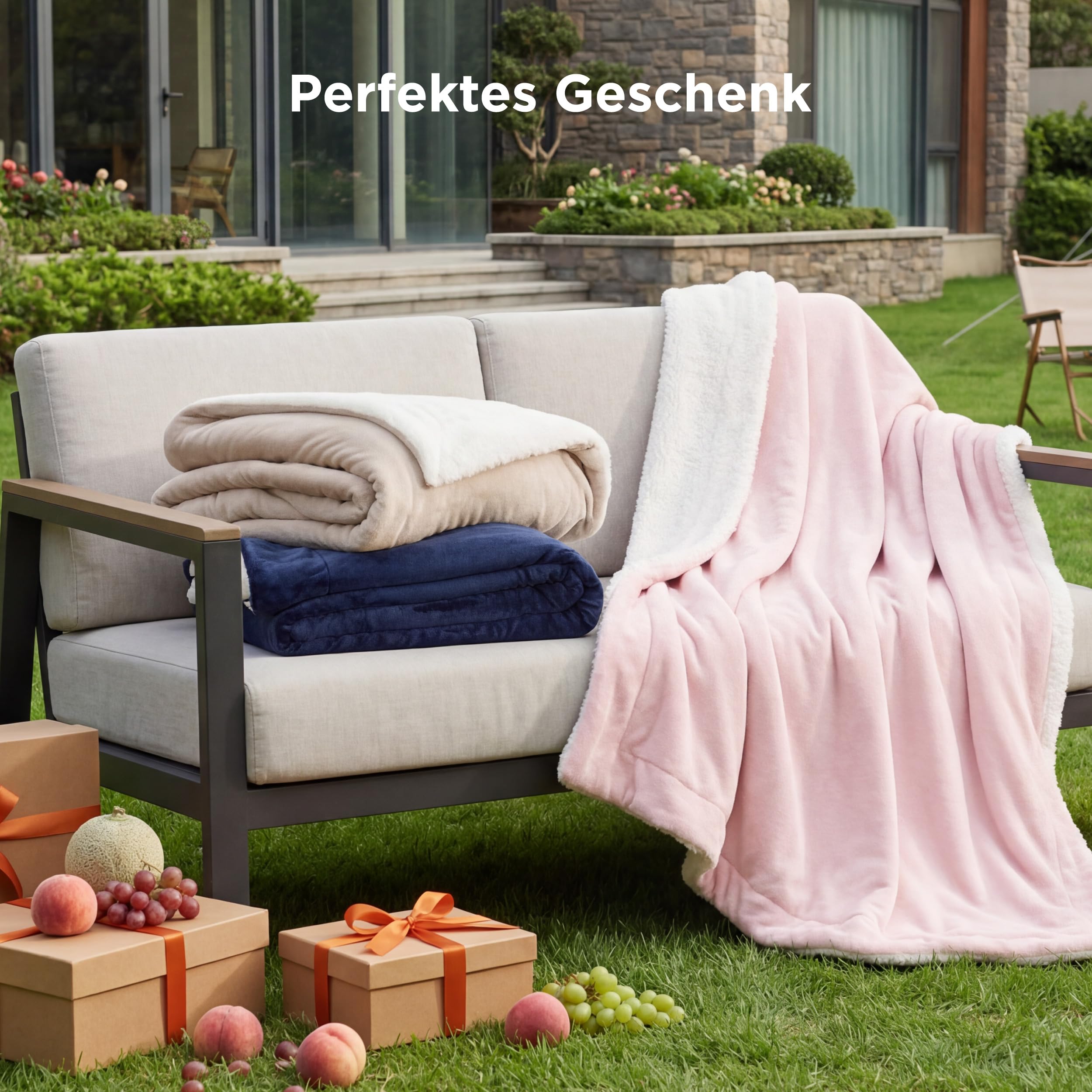 BEDSURE Kuscheldecke Warm Sherpa Wolldecke - Sofadecke, Flauschig Sofaüberwurf Decke, Dicke Couchdecke, Geschenke für Frauen, Flauschige Wohndecke, Grau, 150x200 cm, XL 5