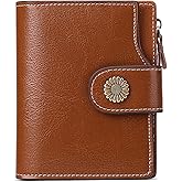 FALAN MULE Genuine Leather Small Wallet for Women, RFID Blocking, Compact Size, Brown