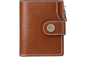 FALAN MULE Genuine Leather Small Wallet for Women, RFID Blocking, Compact Size, Brown