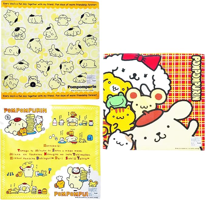 Amazon Co Jp ポムポムプリン ハンカチ 3枚セット 女の子 サンリオ ファッション