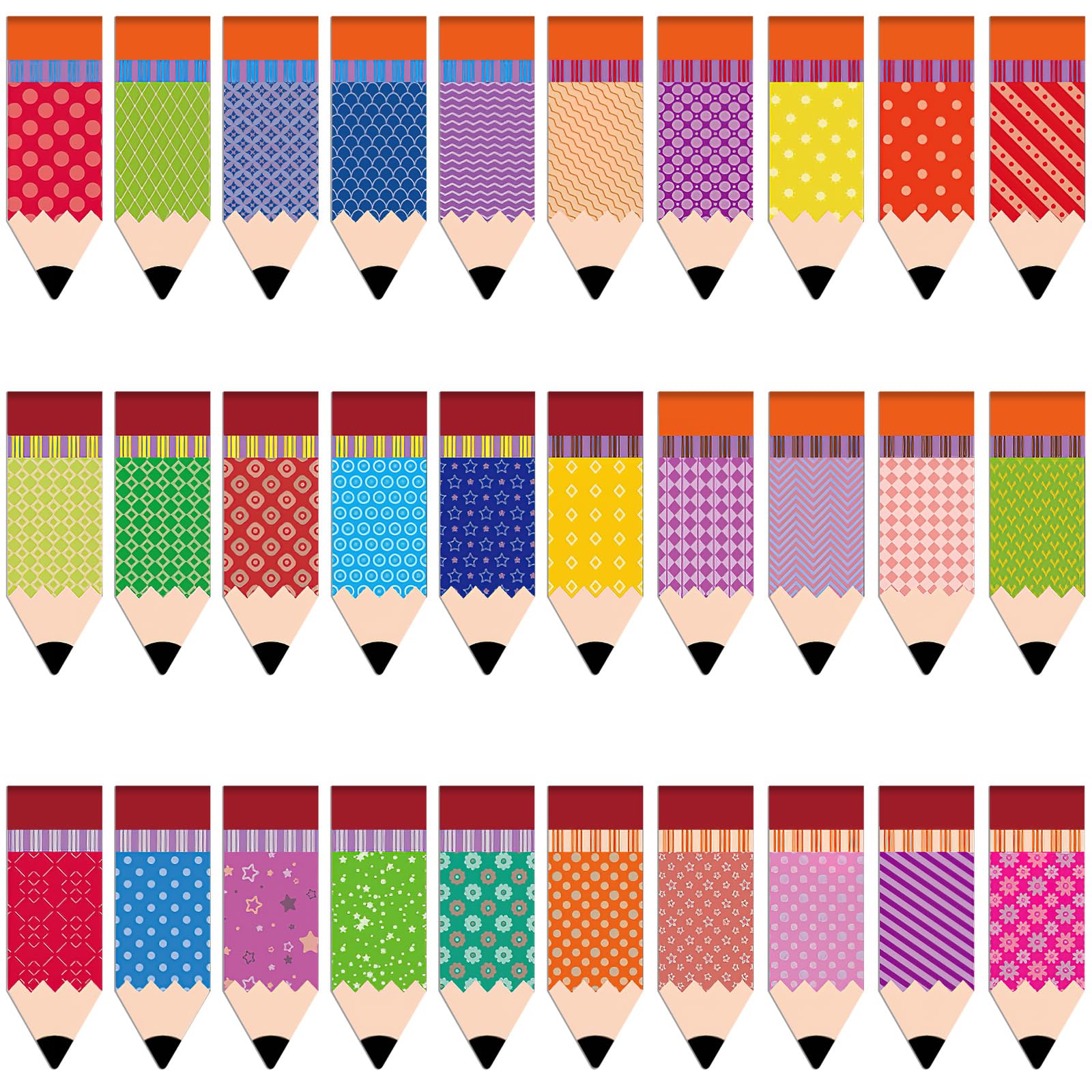 MWOOT 30 Pieces Arrow Shape Magnetic Bookmarks, Multi-Color Pencil Magnet Page Markers, Geometric Book Label for Index Tabs, Reading Lovers, Students, Teachers, Party Favors, Gift Bag (1.5x4.5CM)