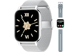 Popglory Smart Watch Answer/Make Calls, 1.85'' Smartwatch with AI Voice Control, Blood Pressure/SpO2/Heart Rate Monitor, Fitness Tracker Watch 2 Straps for Men Women for iOS Android Phones