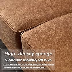 XIZZI Mid-Century Sofa 74" Suede Fabric 3-Seat