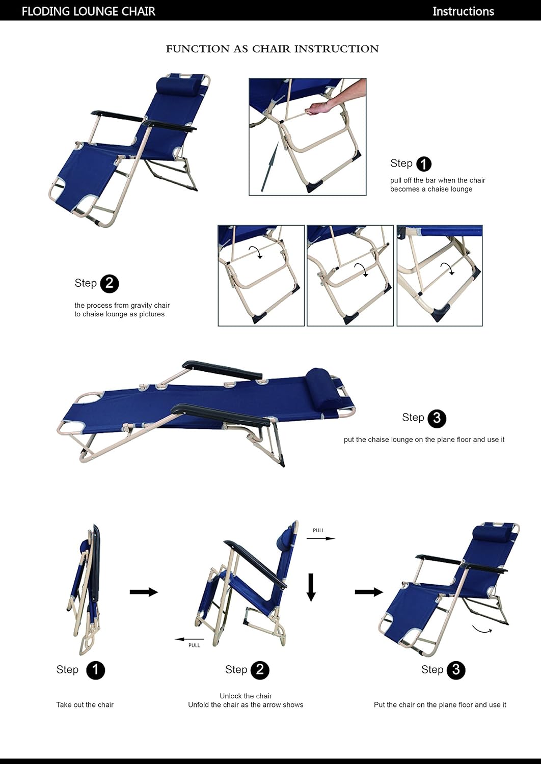 portable pool lounge chairs on Patio Seating Luckyermore 2 Pack Portable Lounge Chairs And Full Flat Cot 2 In 1 60 L X 19 W Blue Folding Reclining Chairs For Outdoor Lawn Beach Pool Camping Patio Furniture Accessories