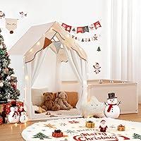 besrey Kids Play Tent with Enclosure, Toddler Tent 2 in 1 with Padded Mat and Lights, Large Playhouse for Kids, Indoor & Outd