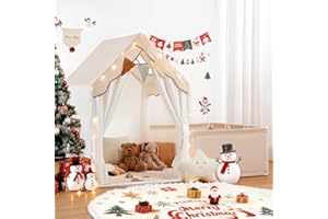 besrey Kids Play Tent with Enclosure, Toddler Tent 2 in 1 with Padded Mat and Lights, Large Playhouse for Kids, Indoor & Outd