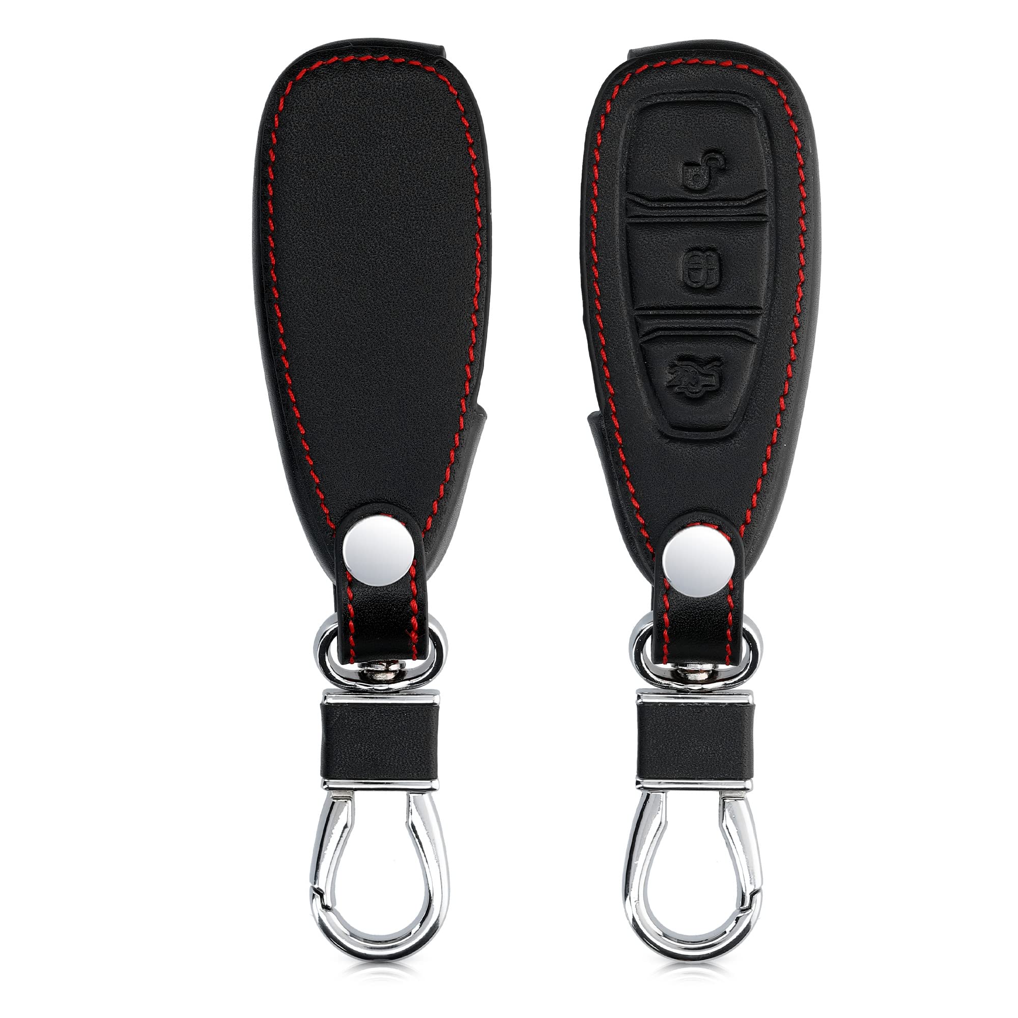 kwmobile Key Cover Compatible with Ford 3 Button Car Key Keyless Go - Faux Leather Car Key Fob Protector - Black