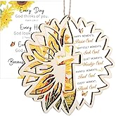 Leinuosen Sunflower Christian Ornament for Women 2026 First Holy Communion Gift Sunflower Religious Gifts Bible Verse Jesus Inspirational Faith Baptism Decorations for Female Coworker Friends