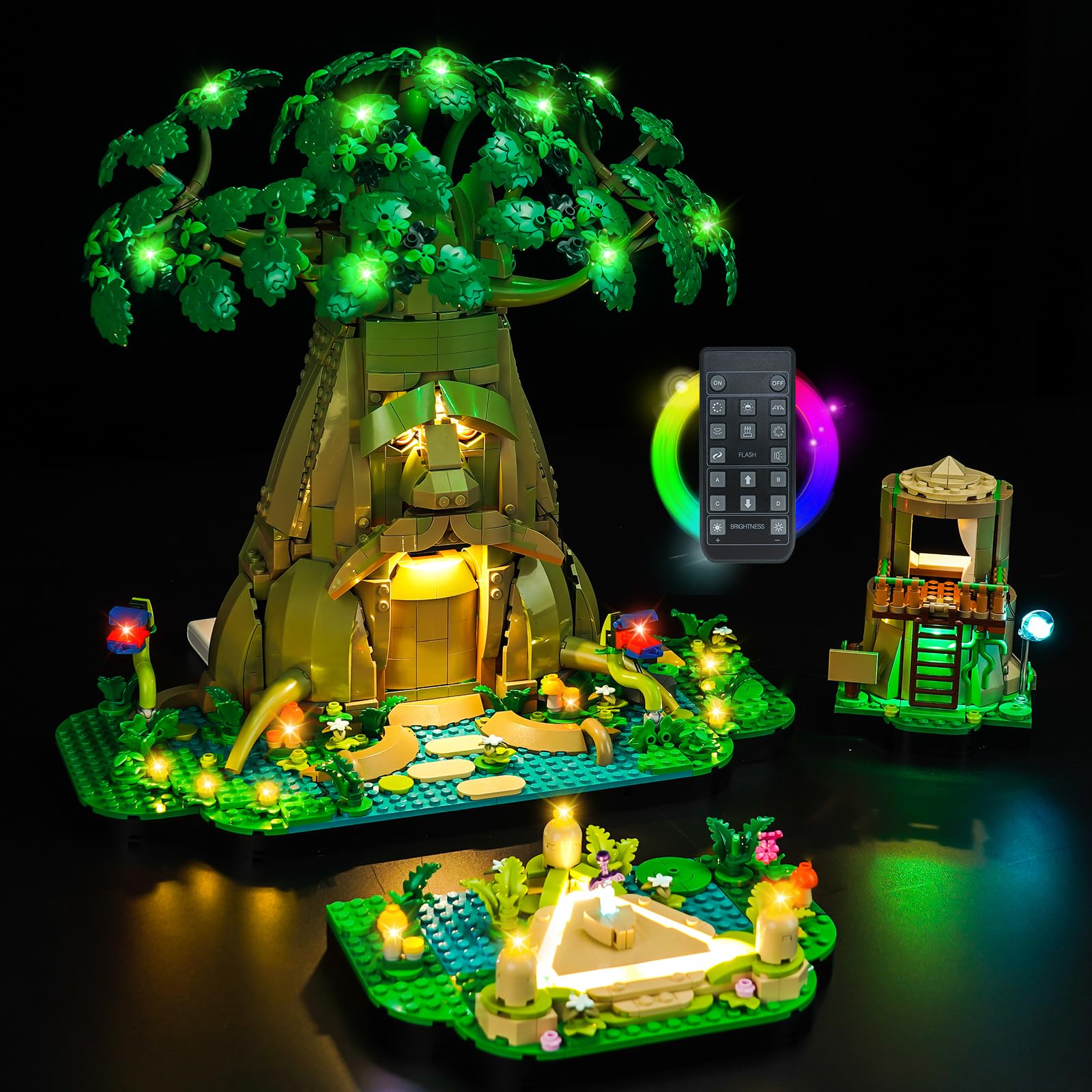 LocoLee RC Led Light Set Compatible with Lego Great Deku Tree 2-in-1 Led Decoration Lighting Kit Compatible with Lego 77092 (Green) Building Blocks Model,Only Lights Set,No Model — image 1