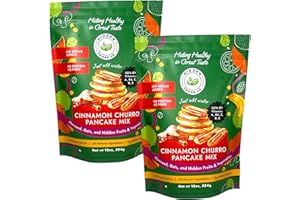 HIDDEN FOODS CO. Hidden Foods Cinnamon Pancake Golden Brown Monk Fruit Cinnamon Bun Pancake - Fiber and Protein Churro Pancake Mix with Wheat & Oat Flour Blend of Vegetables - Fully Fiber Waffle Mix Meal 2 Pack