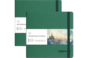 Lightwish Lot de 2 carnets de croquis carrés aquarelle, 40 feuilles, 100 % coton, 300 g/m², sans acide, presse à chaud pour a