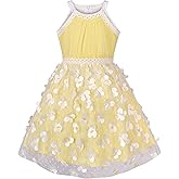 Sunny Fashion Girls Dress Turquoise Embroidered Halter Dress Party