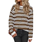 YUCOLEN Womens Striped Sweaters Casual Crewneck Long Sleeve Knit Pullover for Fall Winter